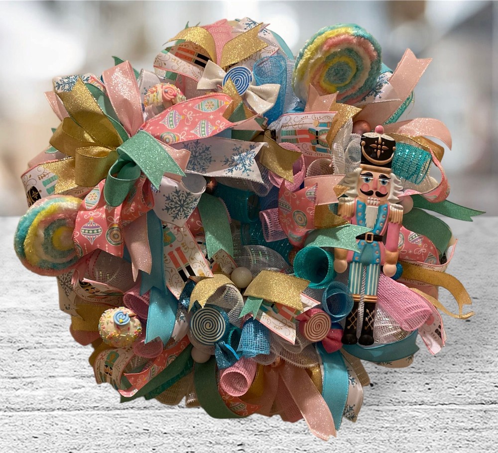 Nutcracker Christmas wreath,Nutcracker Christmas decor,Christmas Candy wreath
