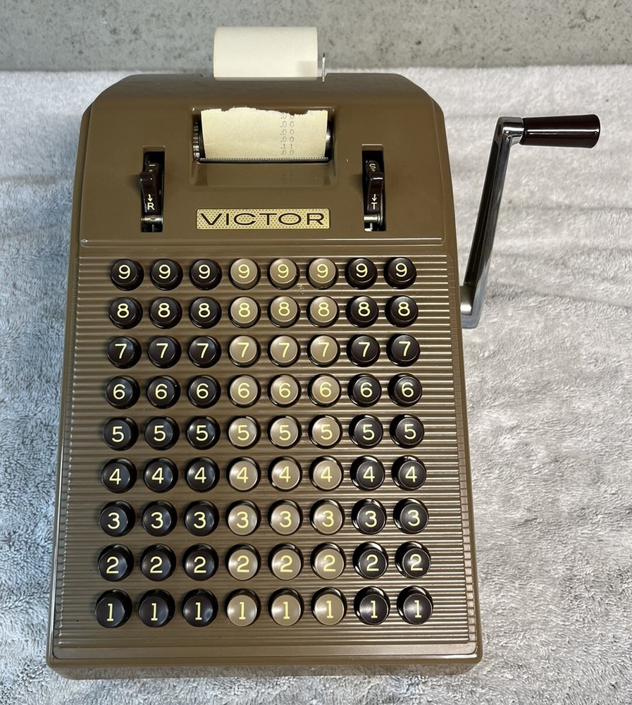 Vintage Victor 8-Column Hand Crank Adding Machine Mechanical Calculator - Tested