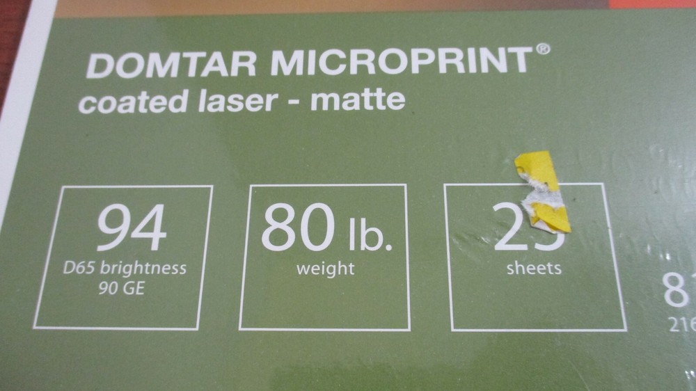 DOMTAR MICROPRINT COATED LASER MATTE COMPUTER PRINTER PAPER~25 Sheets