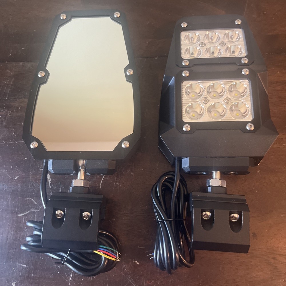 UTV Rear View Mirrors w/ LED Light and Rocker Switch Wiring Harness 2 Pieces