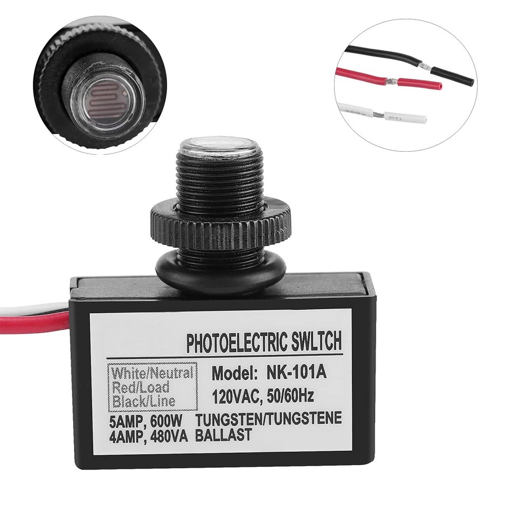 2 Pack Light Control Button Switch,2 Pack Photoelectric Switch,120V AC Outdoo...