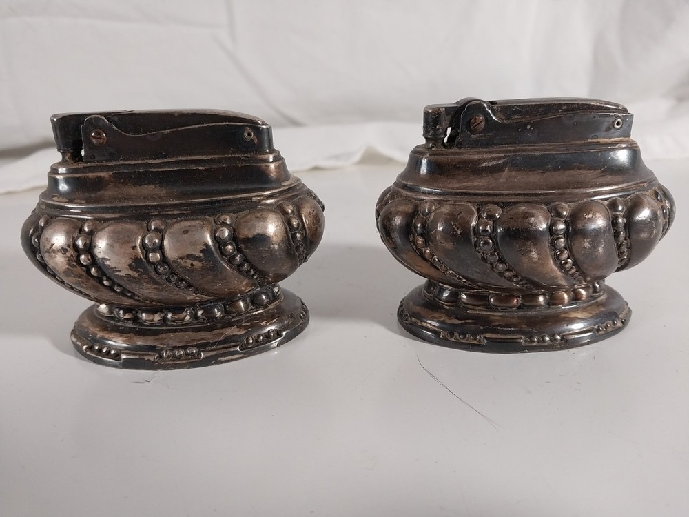 Ronson Crown Table Lighter - Silver Plated - Set of 2