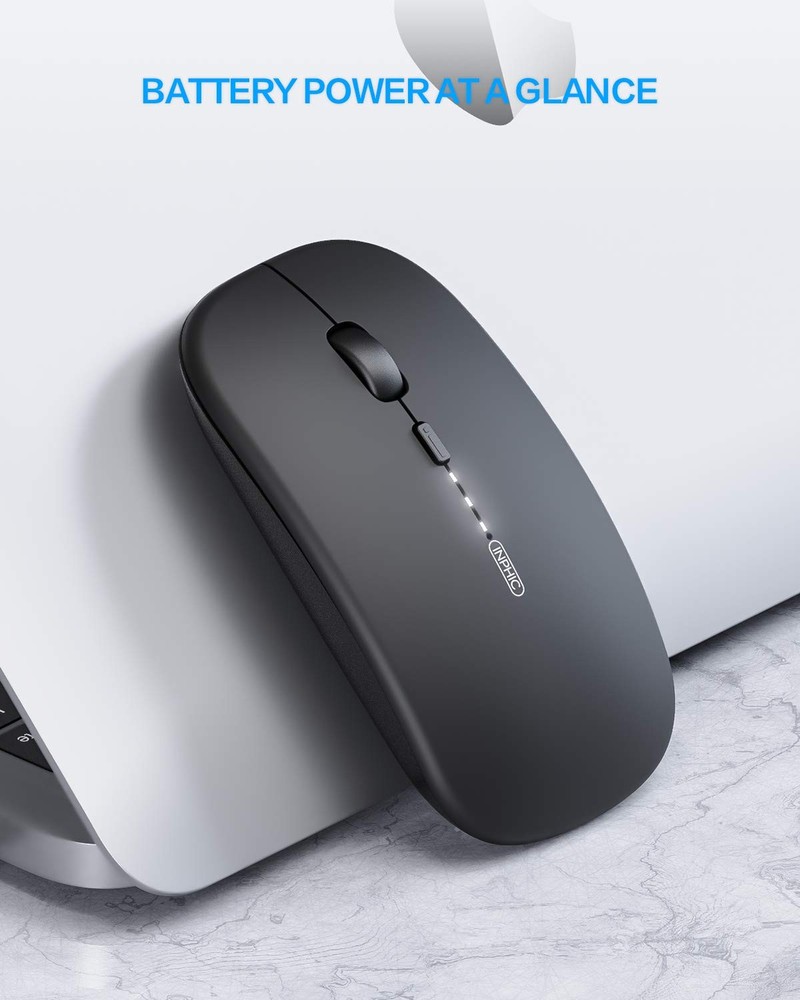 INPHIC Slim Wireless Mouse Rechargeable, Battery Visible, 2.4G Silent Cordless,2