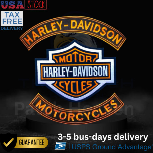 Harley Davidson Bar & Shield Rocket Patch set Embroidered Logo Jacket Back patch