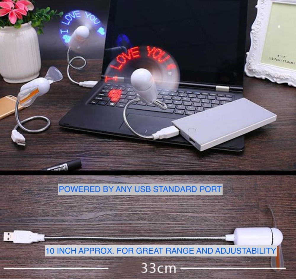 LED LIGHT USB MINI FAN cooling portable flexible laptop desk desktop computer pc
