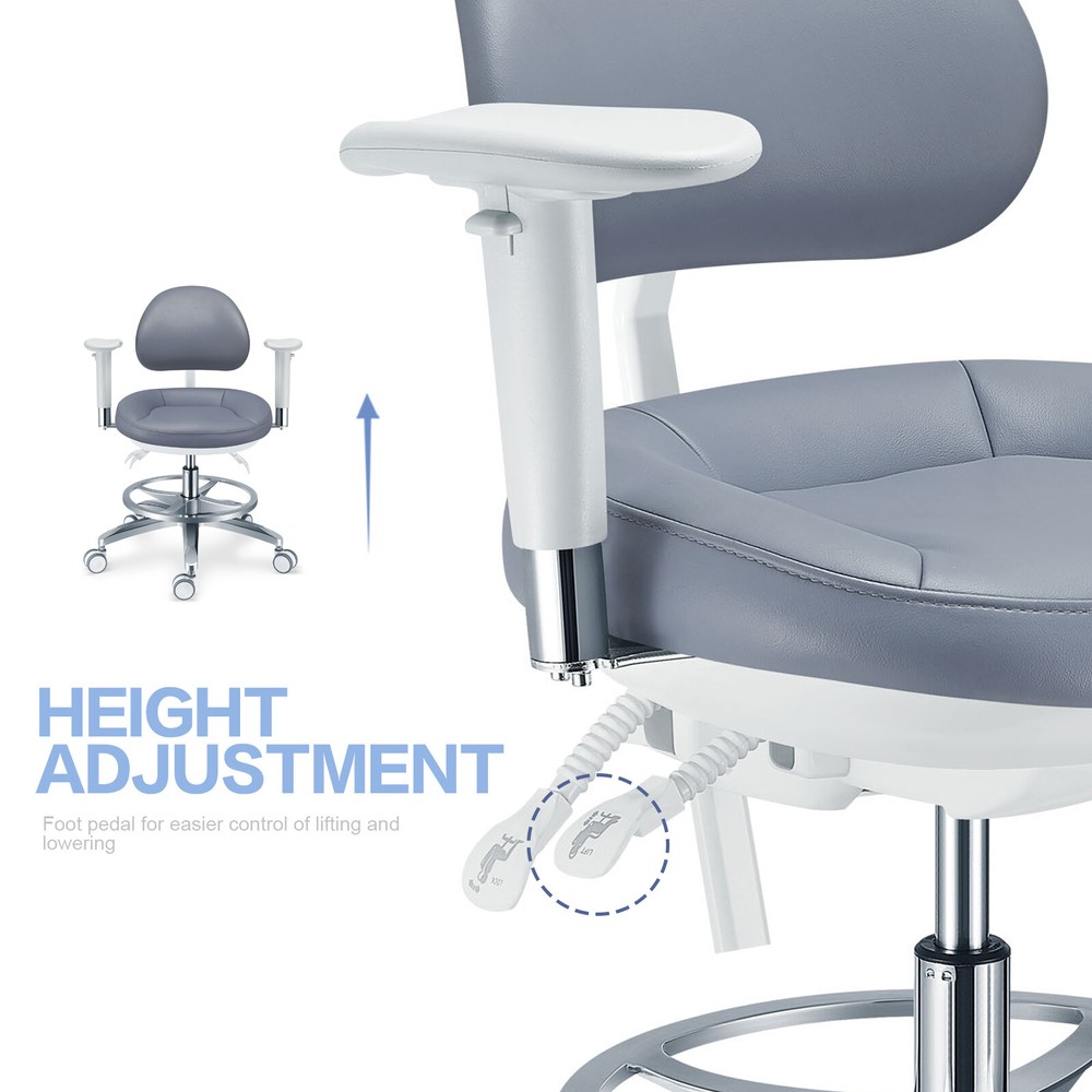 Dental Mobile Microscope Hygiene Chair Operator Stool with Armrest PLST-084