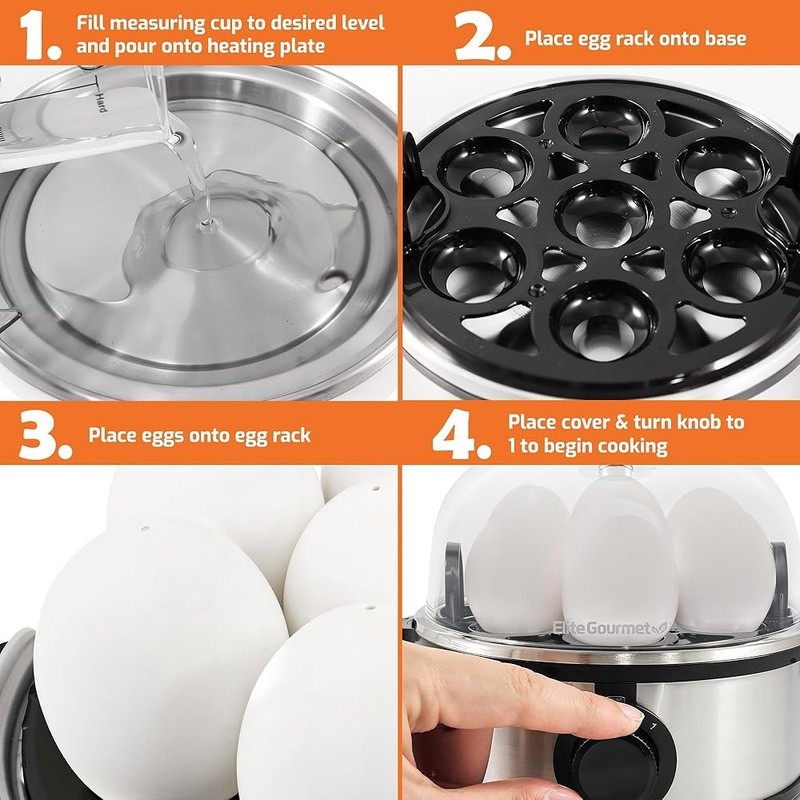Easy Egg Cooker 7 Egg Capacity Auto Shut Off Soft Hard Boiled Kitchen Gadget New