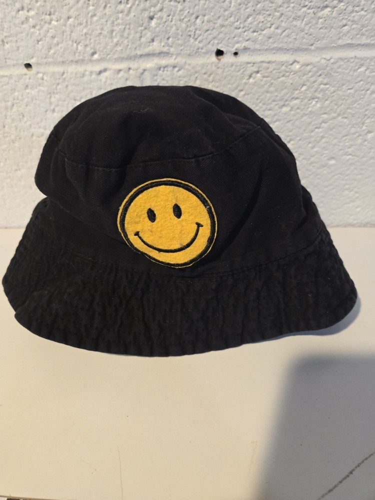 Smiley Face Reversible Beanie Hat Small Black Used Good Condition