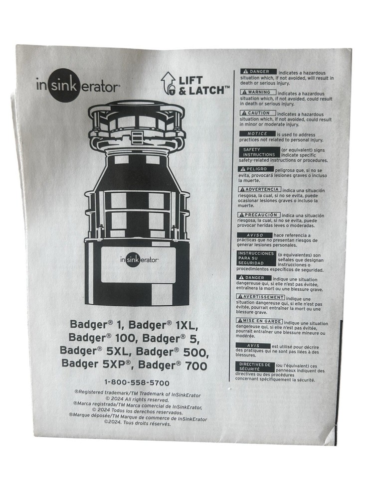 InSinkErator Badger 1 Food Waste Disposer - 1/3 HP - New In Box