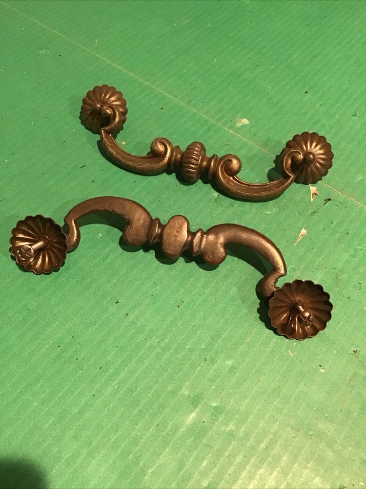 (2) Original Bernhardt Heavy Cast Brass Drop Bail Drawer Pull BS1 40079 Handle