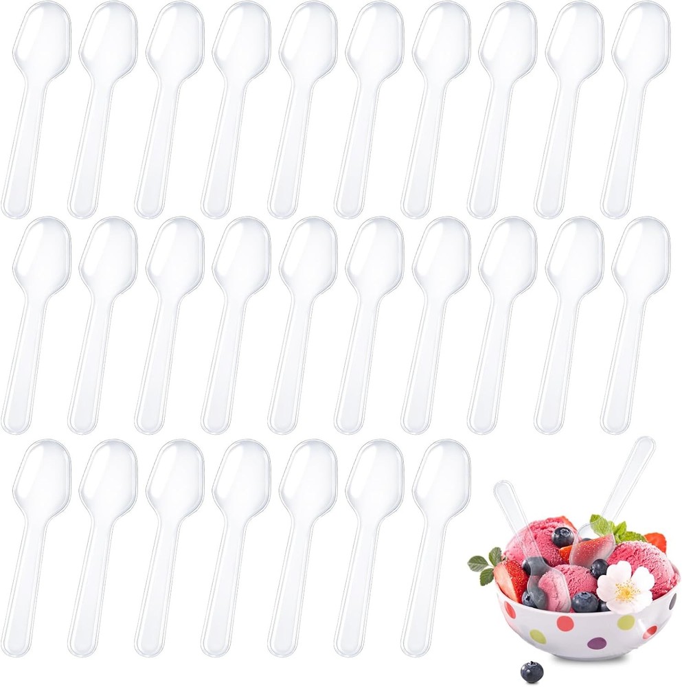 Mini Spoons for Derts,  Clear Plastic Spoons, Disposable Clear