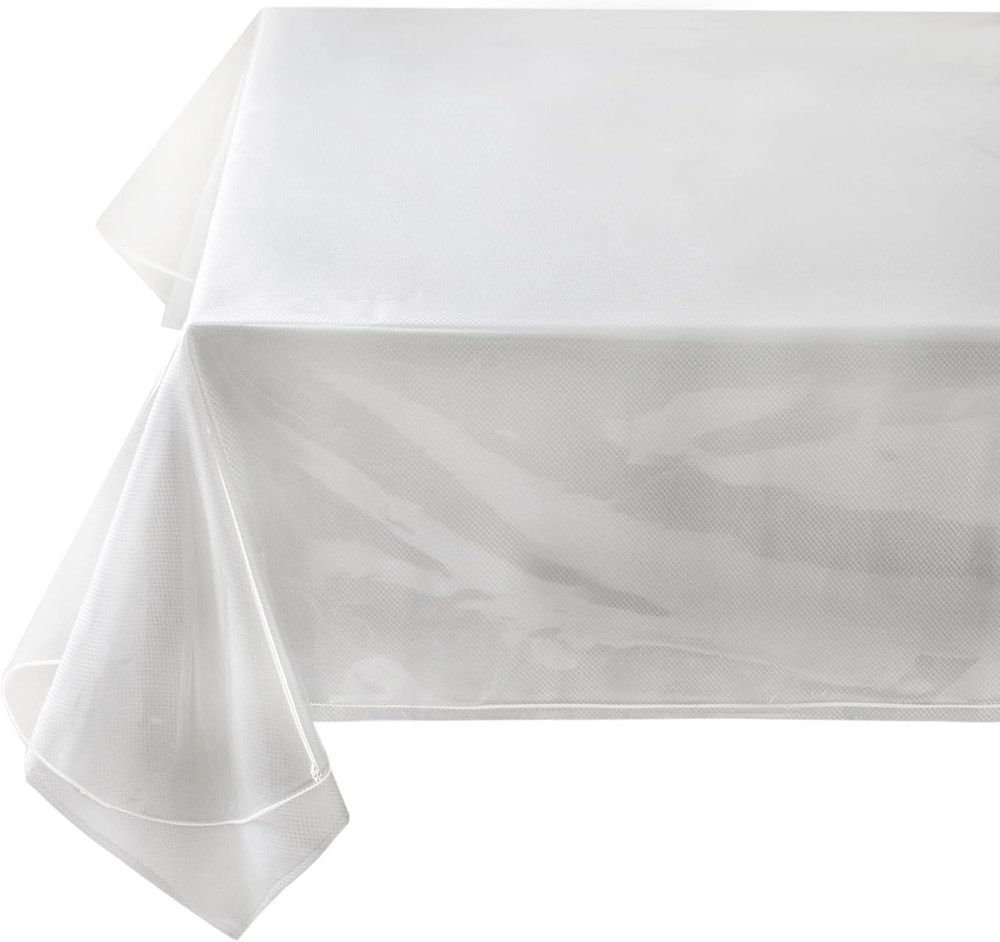 Heavy Duty Clear Plastic 100% Waterproof Tablecloth Protector, Vinyl Table Cloth