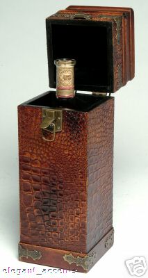 Faux Croc Leather Single Bottle Wine Case / Box