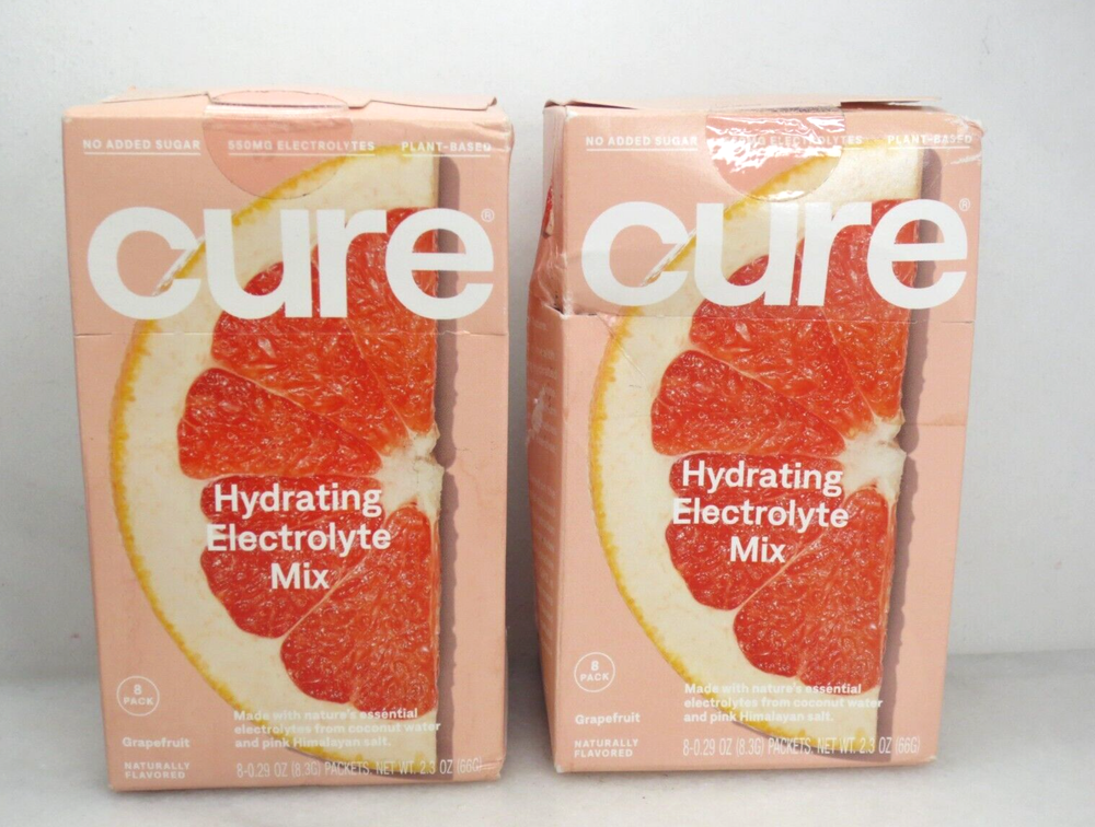 CURE HYDRATION RUBY RIOT GRAPEFRUIT DAILY ELECTROLYTE MIX 8 PACKETS 2PCS DETAILS