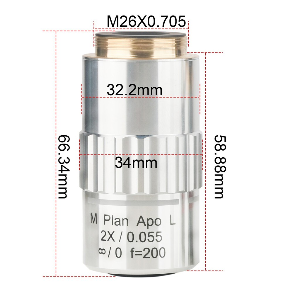 2X Infinite far Long Working Distance Metallographic Microscope objective