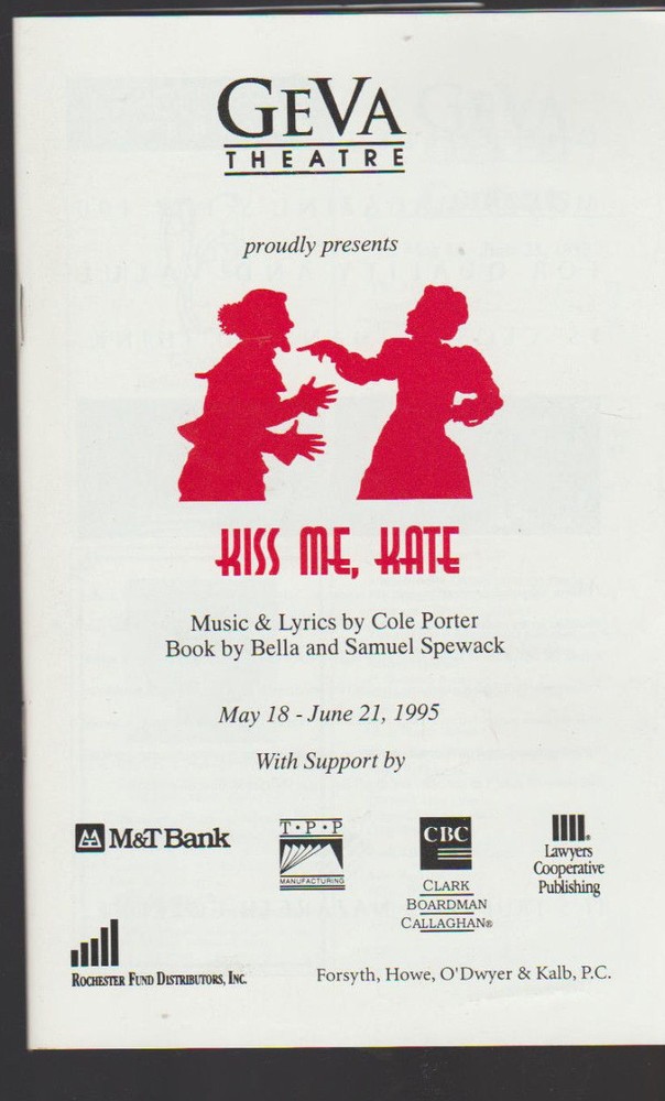 Kiss Me Kate Geva Theatre Program 1995