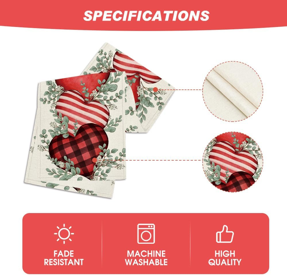 Eucalyptus Hearts Valentine's Day Table Runner, Holiday Kitchen Dining Table Dec