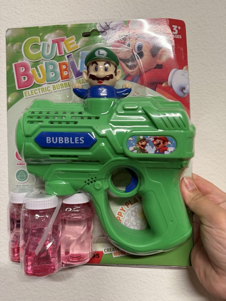 Mario & Luigi (2) Bubble electric Bubble Maker with Bubble Solution