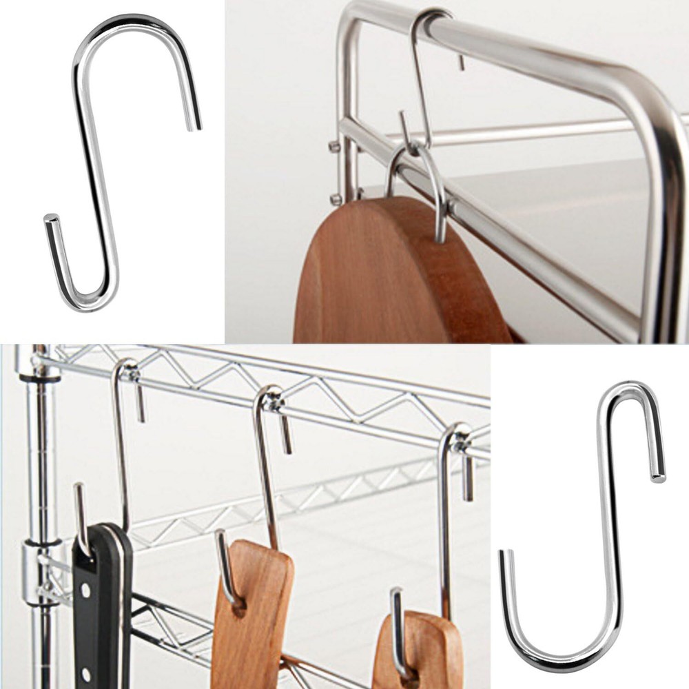 30 Pack Heavy Duty S Hooks Pan Pot Holder Rack S/Round/30PCS, Silver