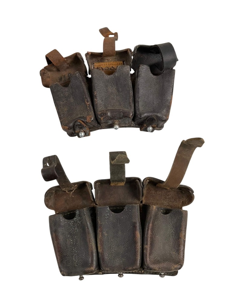 WW2 German K98 Leather Ammo Pouches Dated 1943
