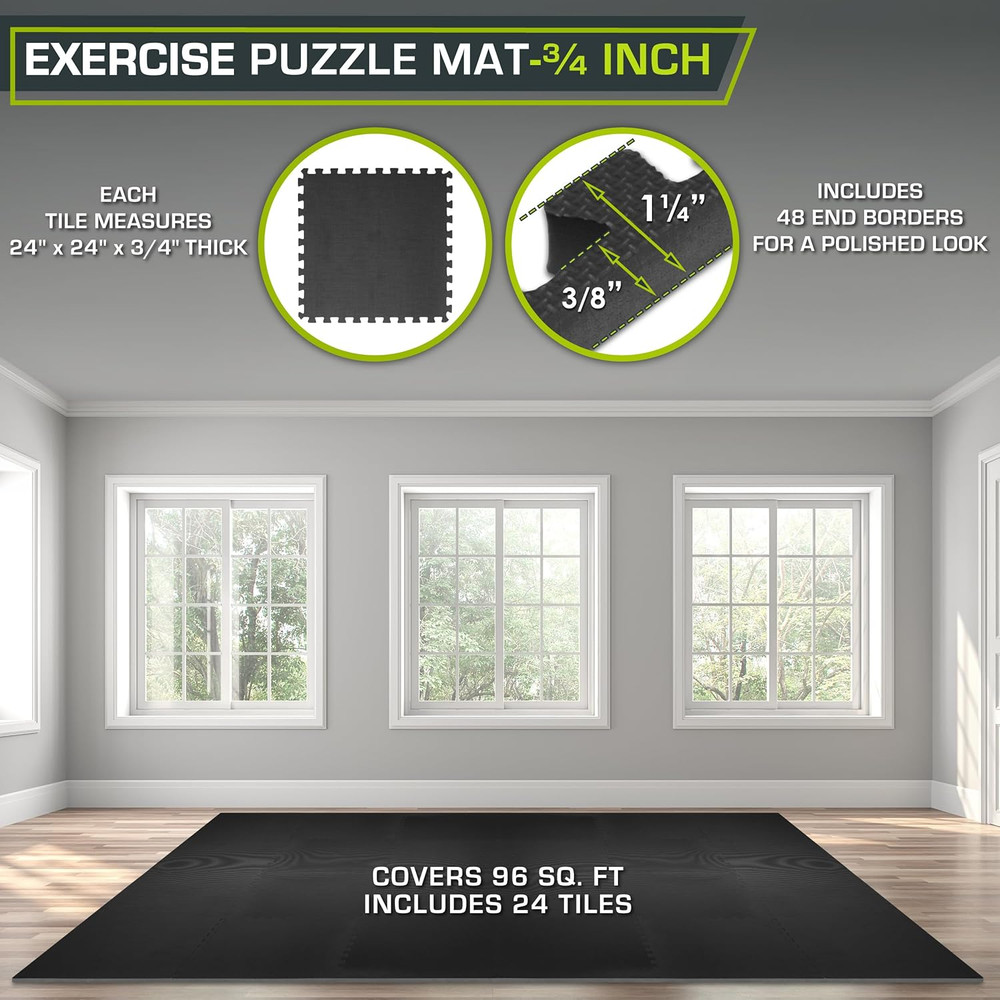 Exercise Puzzle Mat 3/4" - Black-96