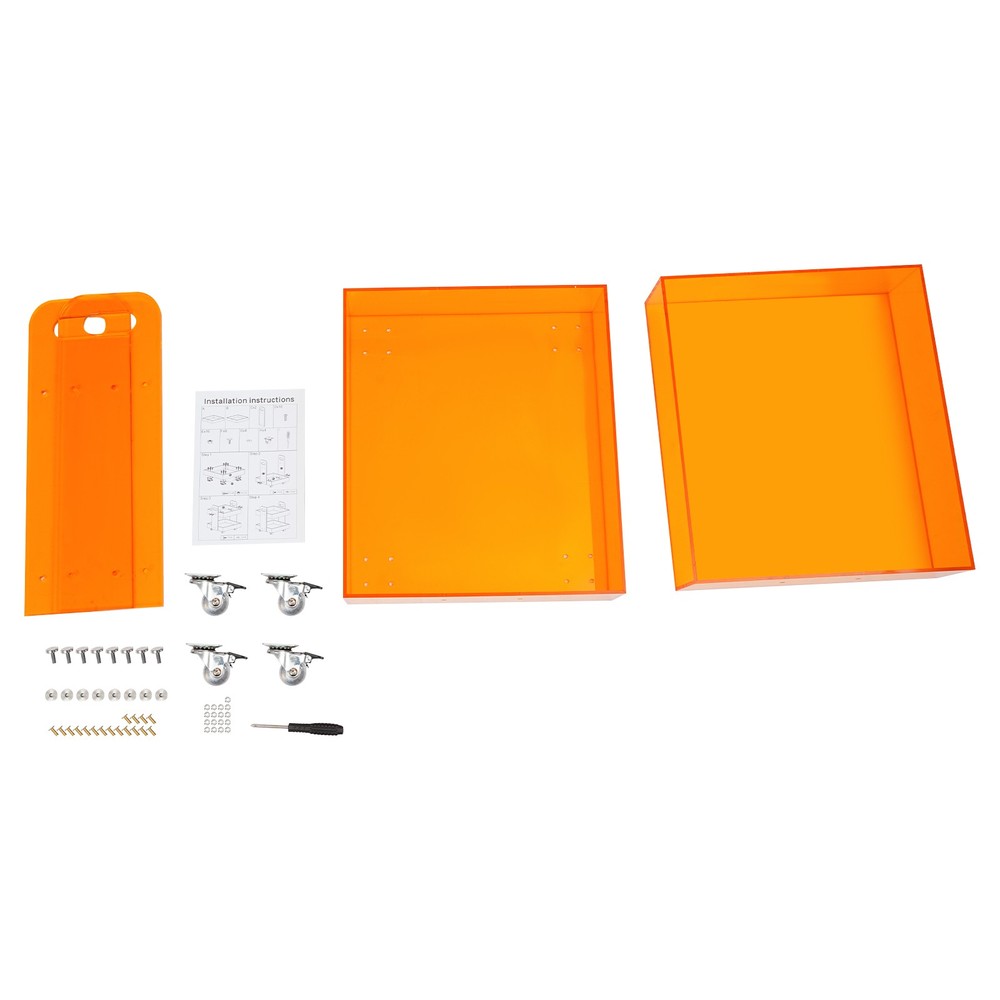 Acrylic Side Table Free Standing Storage Rack with Wheels Modern Bedside Table