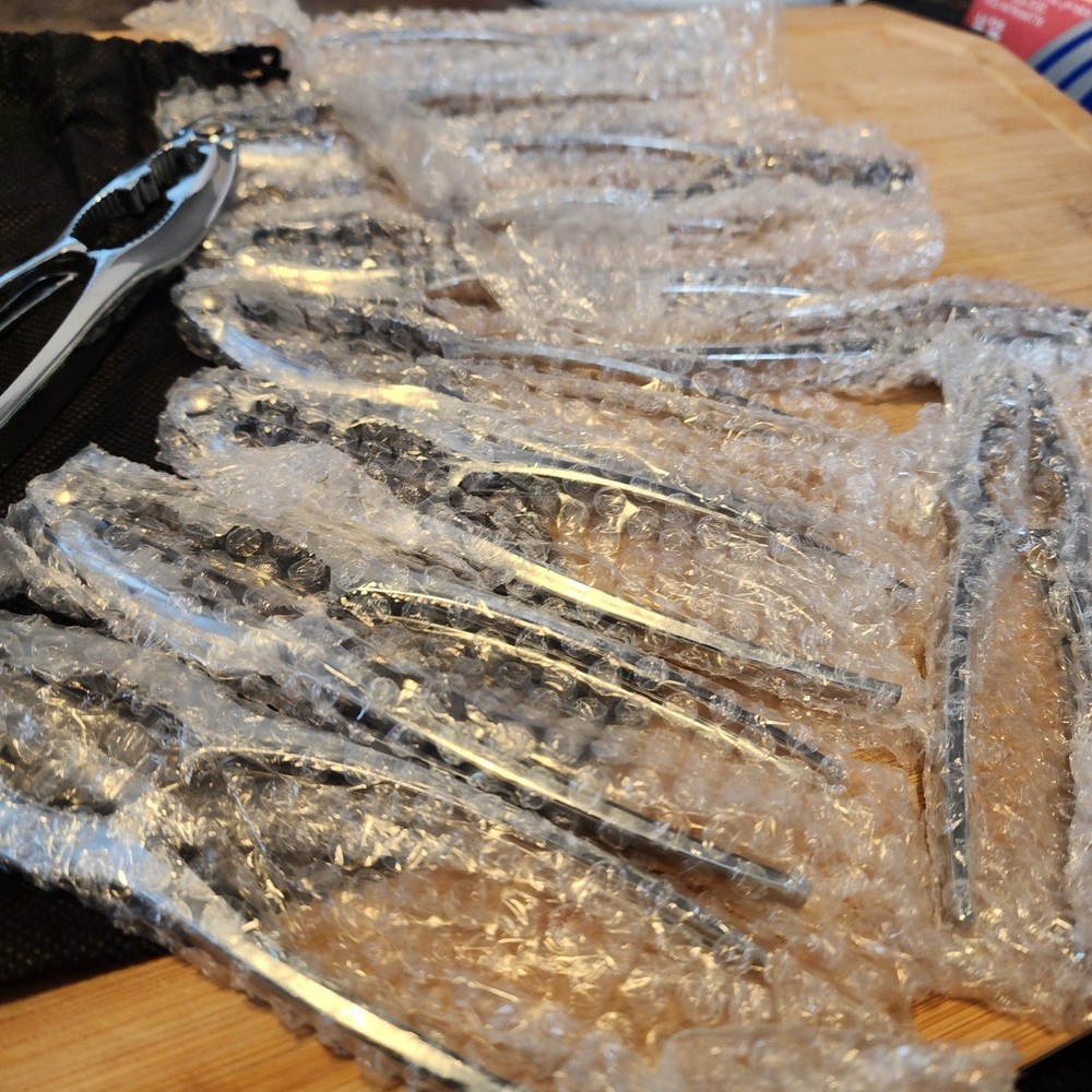 Bulk 12-Pack Chrome Nutcrackers & Seafood Crackers - New with Storage Bag