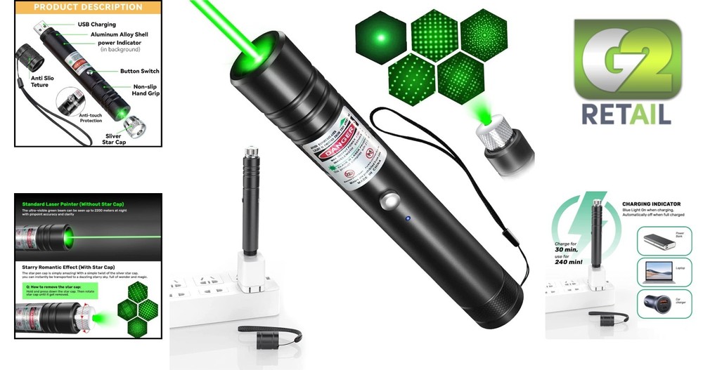 Multi-Function USB Rechargeable Laser Pointer with Pattern Projection for Cats