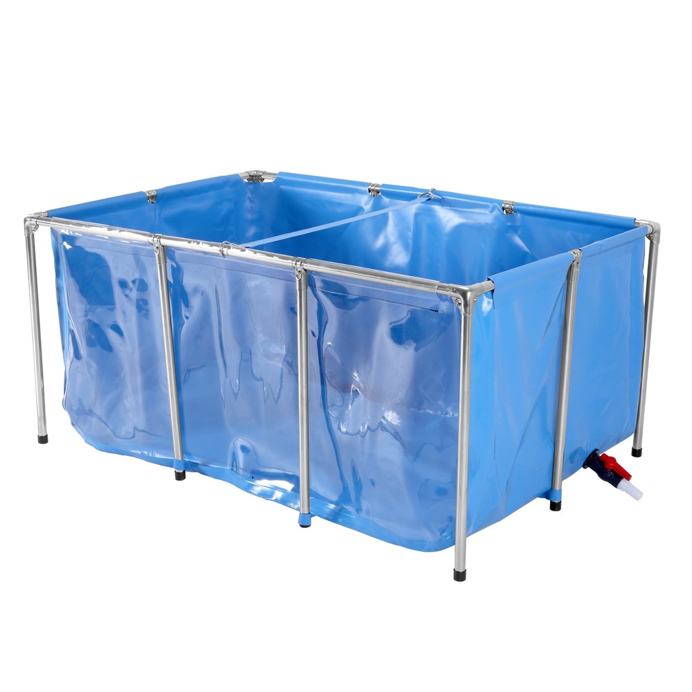 Rectangular Goldfish Tank with Frame & Drain Valve Above Ground Fish Pond Clear