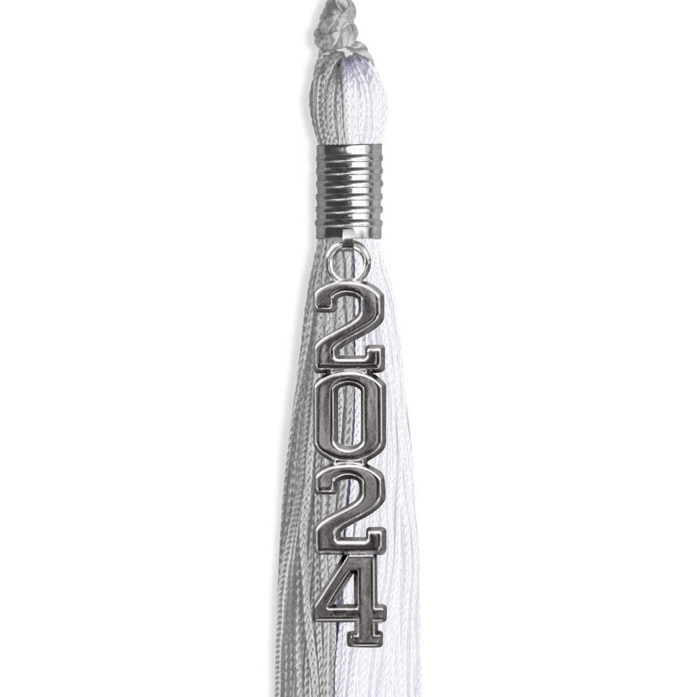 Endea Graduation Grey/White Tassel With Silver Stacked Date Drop