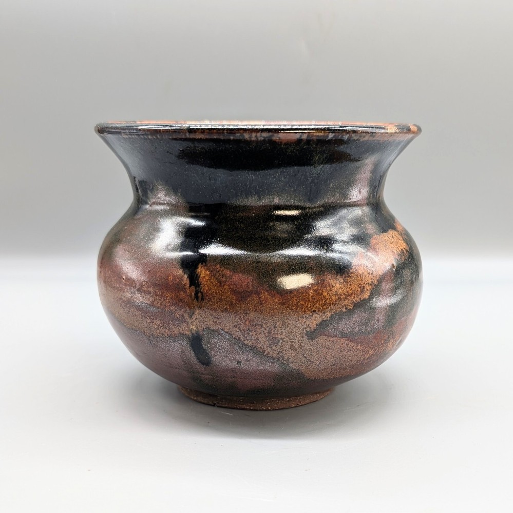 Studio Pottery Planter Pot Round Signed Tom Kauffman Ceramic 1970