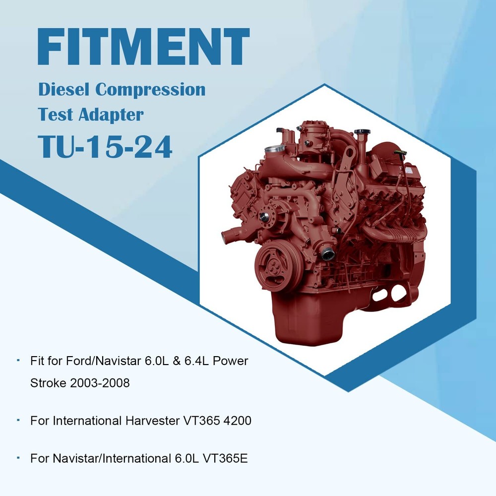TU-15-24 Diesel Compression Test Adapter M14-1.25 Glow Plug Thread Adapter