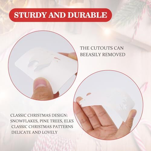 Christmas Gift Tags, 150Pcs Christmas Tags with String, White- Snow, Elk, Tree
