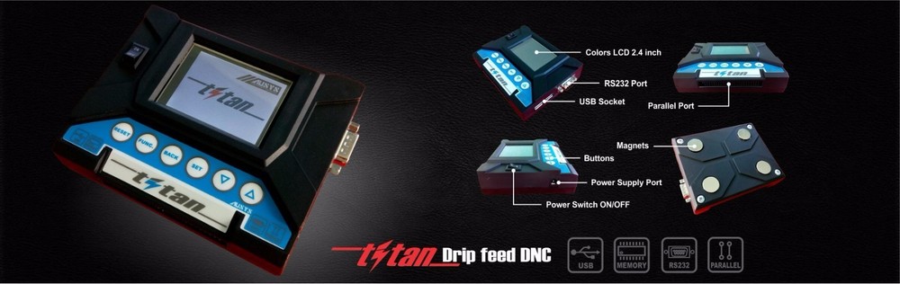 CNC DNC transfer system - Replace PC running a DNC software. Drip feed TITAN USB