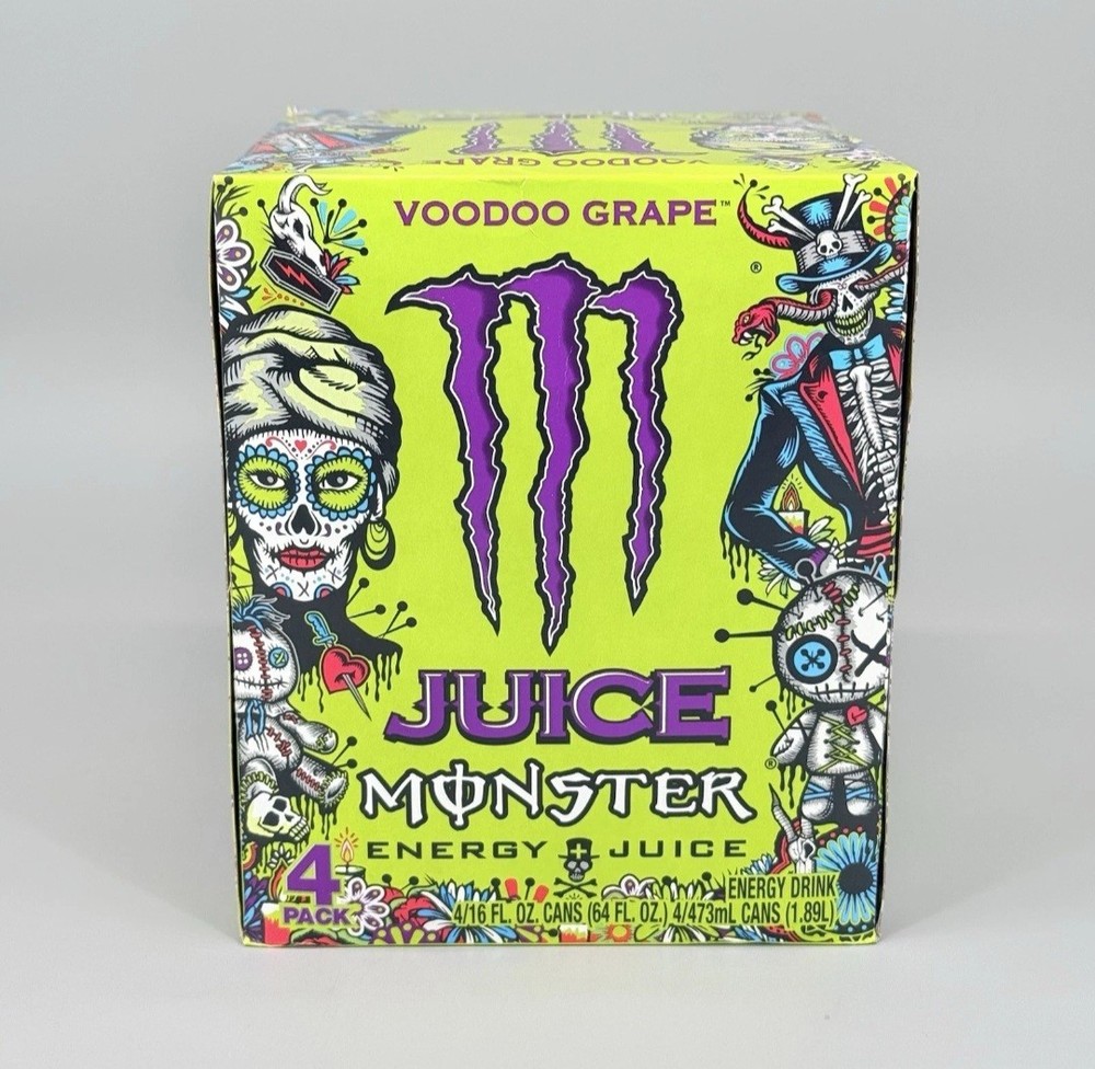 Juice Monster Energy Voodoo Grape 4 Pack 16oz Cans Sealed Box