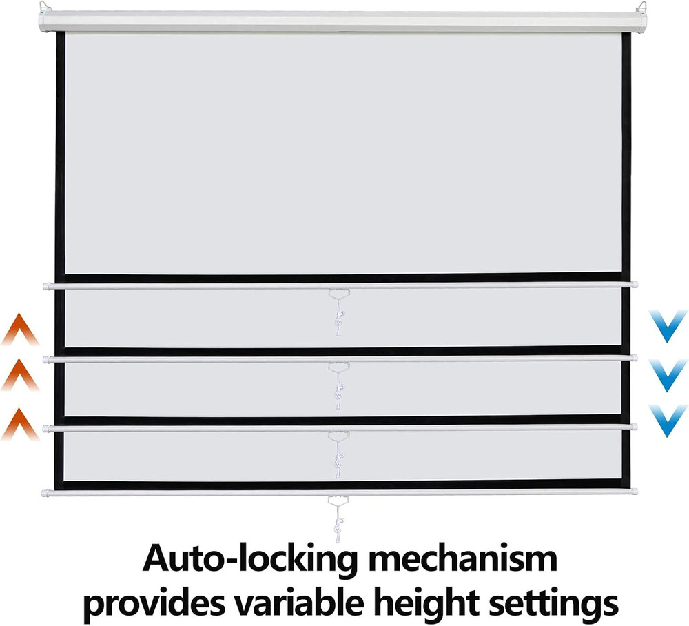 120'' Projector Screen Manual Pull Down, 1:1 Indoor Outdoor Projection Screen Mo