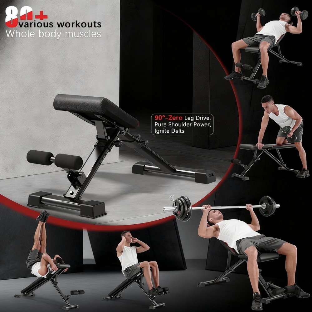 Adjustable Weight Bench Foldable Workout Bench w/18.5" Seat Height Easy Assembly