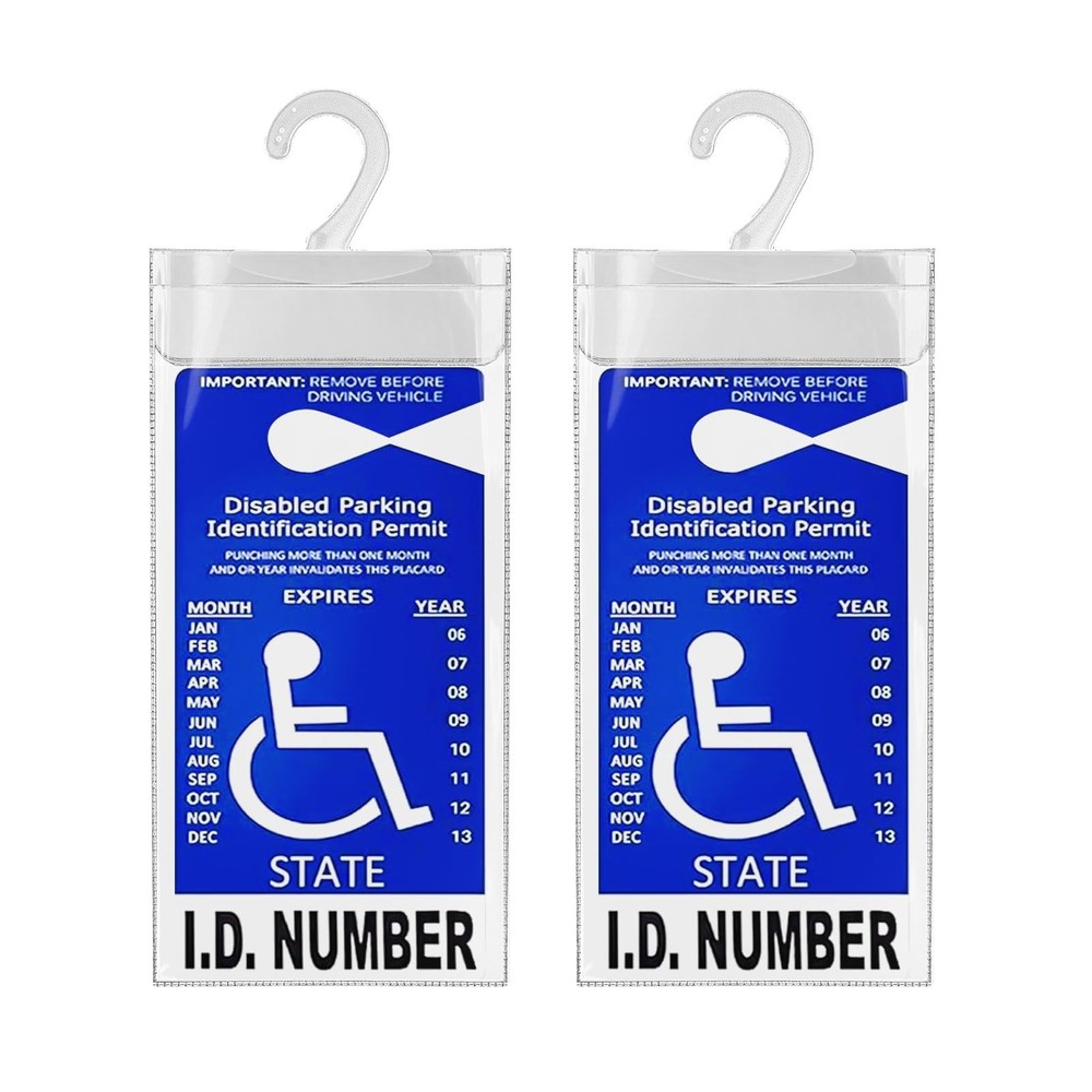 Handicap Placard Holder Clear Parking Permit Display Hanger 2 Pack