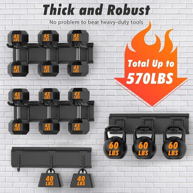 Heavy Duty Adjustable Tool Storage Rack Garage Wall Hooks Space Saving Organizer