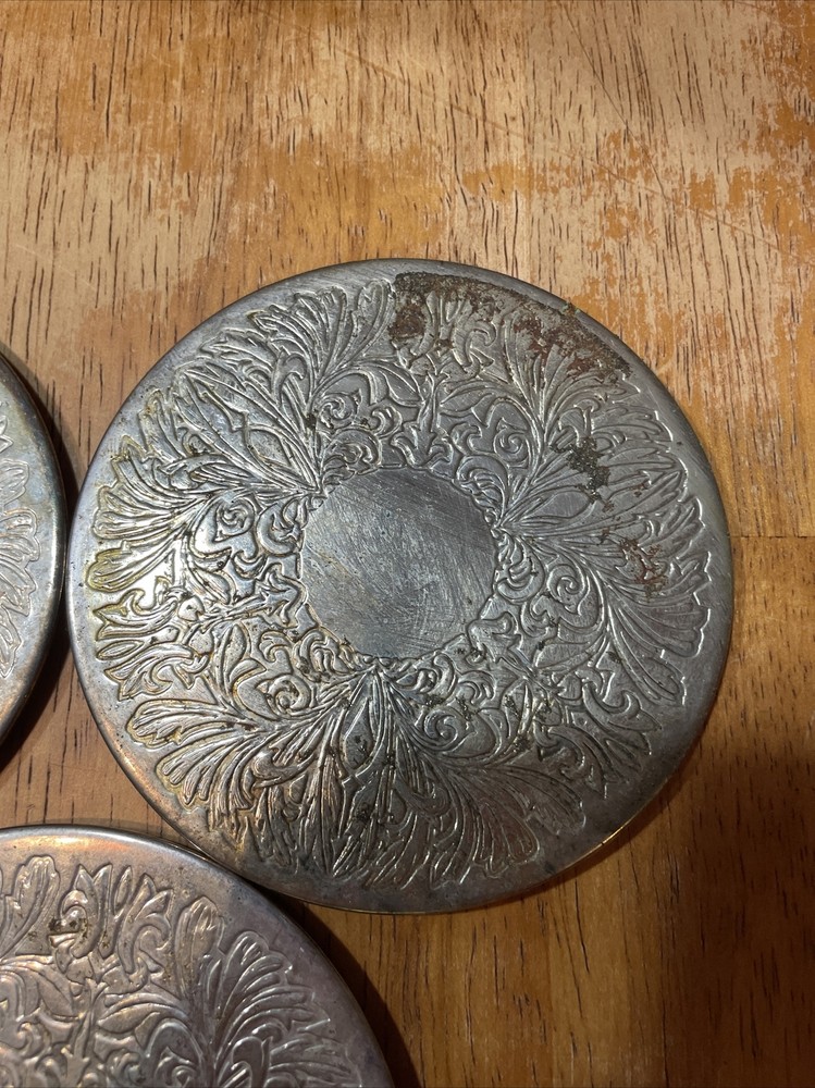 Metal Coaster Set. Maybe Be Silver plated. Not Marked