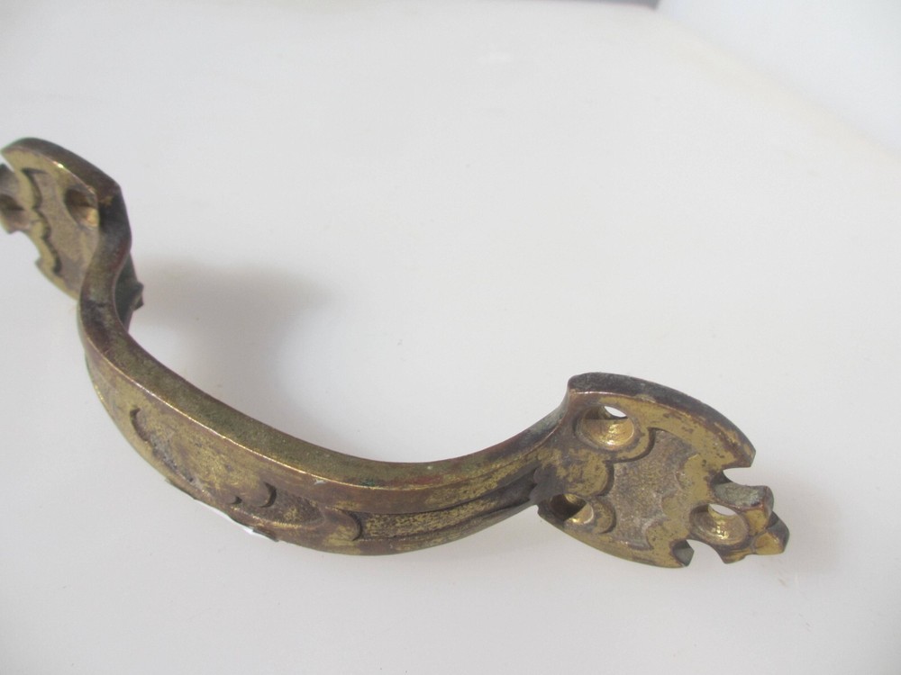 Victorian Brass Door Handle Antique Gothic Pull Old Sash Window Lift 7"W