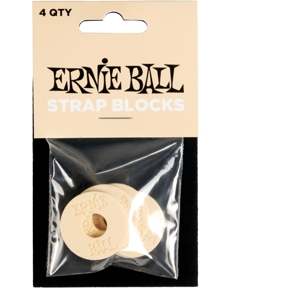 Rubber Strap Blocks - Secure Fit Guitar Strap Locks in Cream - 4 Pack