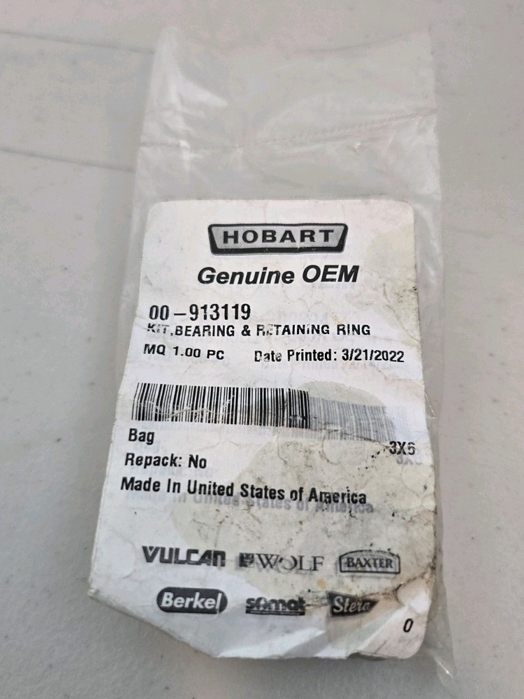 Baxter 00-913119 Bearing Retaining Ring Kit