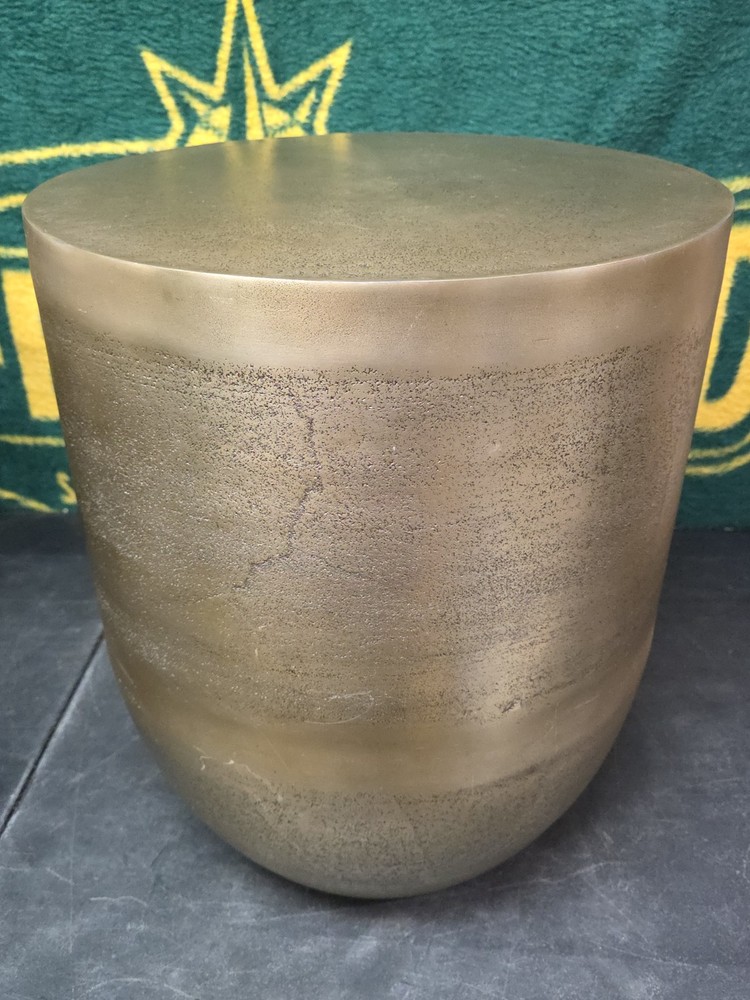 Restoration Hardware Kenzie Drum Side Table Aged Brass