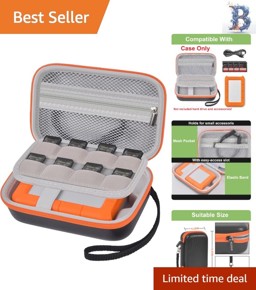 Stylish Grey Hard Case for LaCie Rugged Mini HDD - Shock & Splash Proof