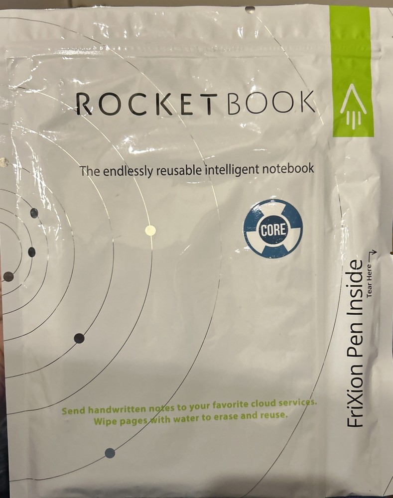 Rocketbook Core Executive Reusable Smart Notebook Lined Black With Pen