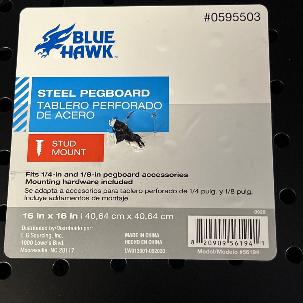 Blue Hawk Steel Pegboard 16x16
