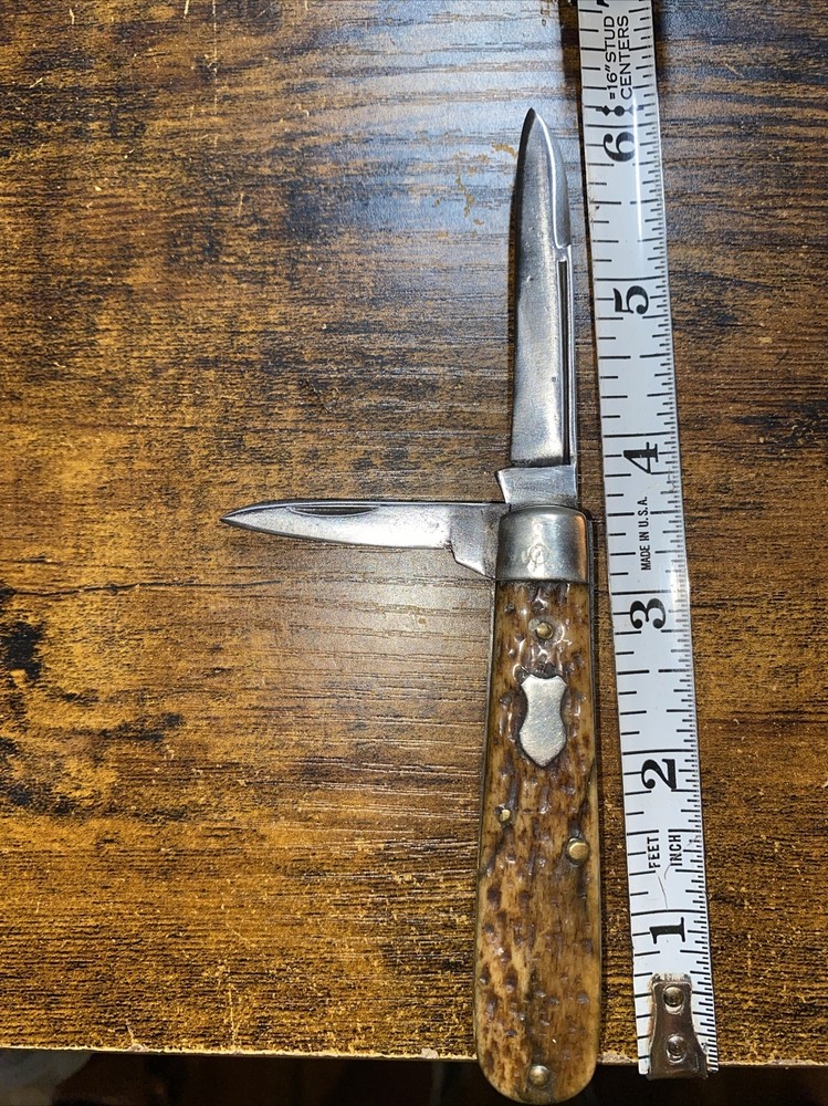 Vintage Iroquois 2 Blade Bone Handled Jack Knife