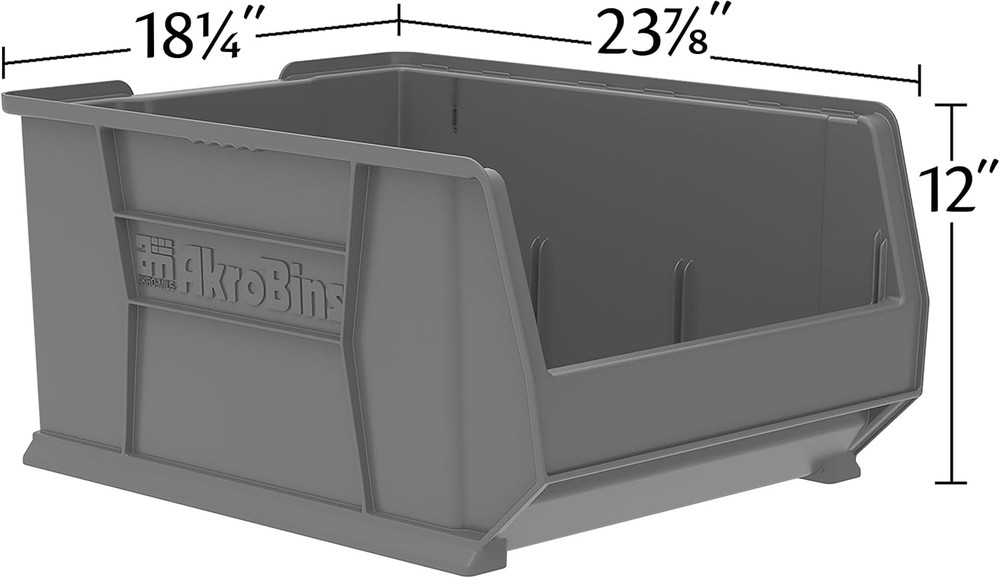 30289 Super-Size Akrobins Plastic Storage Bins, Space-Saving Stackable Bins for