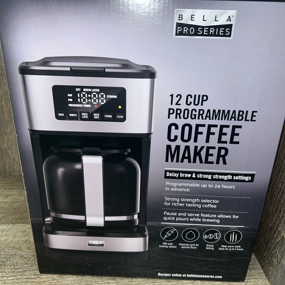 Bella PRO - 12-Cup Programmable Coffee Maker - Stainless Steel